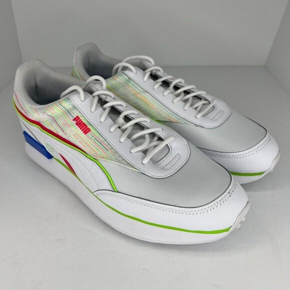 Puma Mens 382740-01 White Future Rider Double Spectra Homme Size 13 Running Shoe - Picture 2 of 9